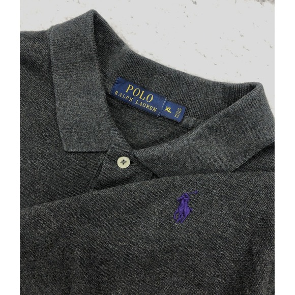 Polo Ralph Lauren Polo‎ Shirt Mens XL Dark Gray Purple PONY LOGO Preppy Golf S/S - Picture 1 of 9
